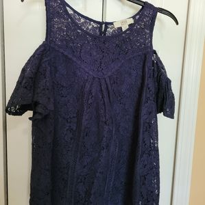 Navy Blue Lace Blouse XL